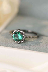 Paraiba Blue Zircon Flower Shape Ring