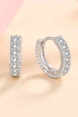 925 Sterling Silver Inlaid Moissanite Huggie Earrings