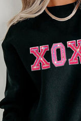 XOXO Round Neck Long Sleeve Sweatshirt