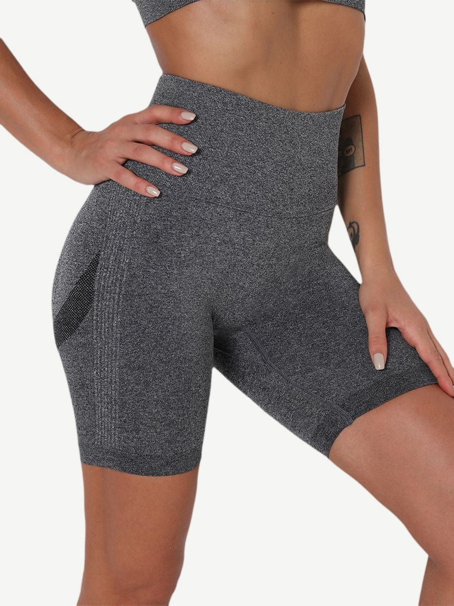 Wholesale High Waist Solid Color Yoga Shorts Contouring Sensation