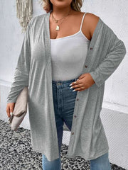 Plus Size Button Up Long Sleeve Cardigan