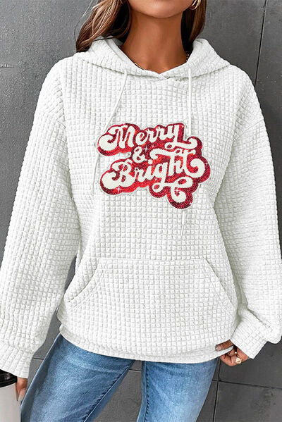 MERRY & BRIGHT Sequin Waffle-Knit Hoodie