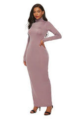 Mock Neck Long Sleeve Maxi Slim Dress