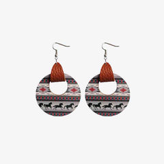 Round Shape Wooden Dangle Earrings