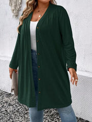 Plus Size Button Up Long Sleeve Cardigan