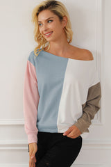 Color Block Boat Neck Sweatshirt