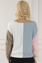 Color Block Boat Neck Sweatshirt