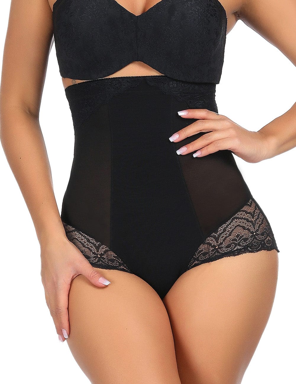 Wholesale Plus Size High Waist Panty Girdle Lace Hem Breathable