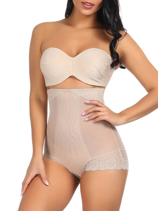 Wholesale Plus Size High Waist Panty Girdle Lace Hem Breathable