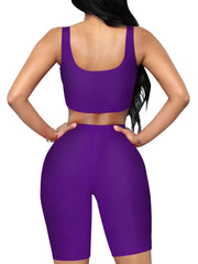 Wholesale Stretched Black Scoop Neck Sports Suit High-Waist Running