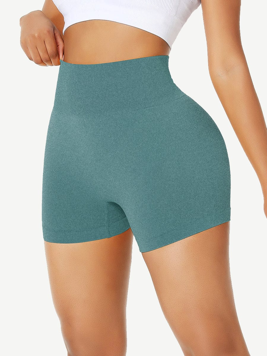 Wholesale Sleek High Waist Gym Shorts Solid Color Women's Clothes