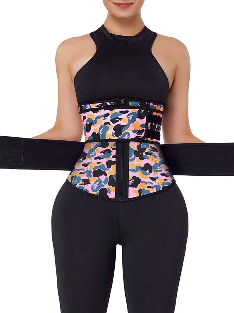 Wholesale Sticker Waist Cincher Double Belts Zipper Potential Reduction