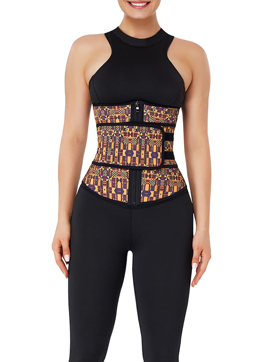 Wholesale Miracle Zipper African Printing Latex Waist Trainer Slim Waist Colombian Waist Trainer Wholesale