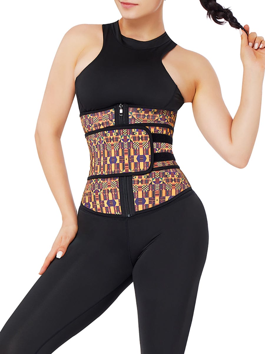 Wholesale Miracle Zipper African Printing Latex Waist Trainer Slim Waist Colombian Waist Trainer Wholesale