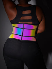 Wholesale Rainbow Reflective Latex Waist Trainer Abdominal Slimmer Private Label Waist Trainer