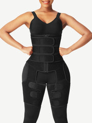 Wholesale Black Tummy And Thigh Shaper Neoprene 3 Belts Abdominal Control