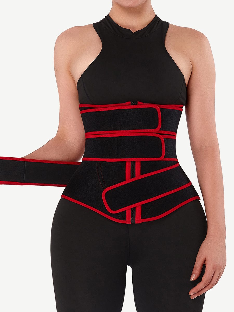 Wholesale Flatten Tummy Neoprene Zip Three-Belt Waist Trainer