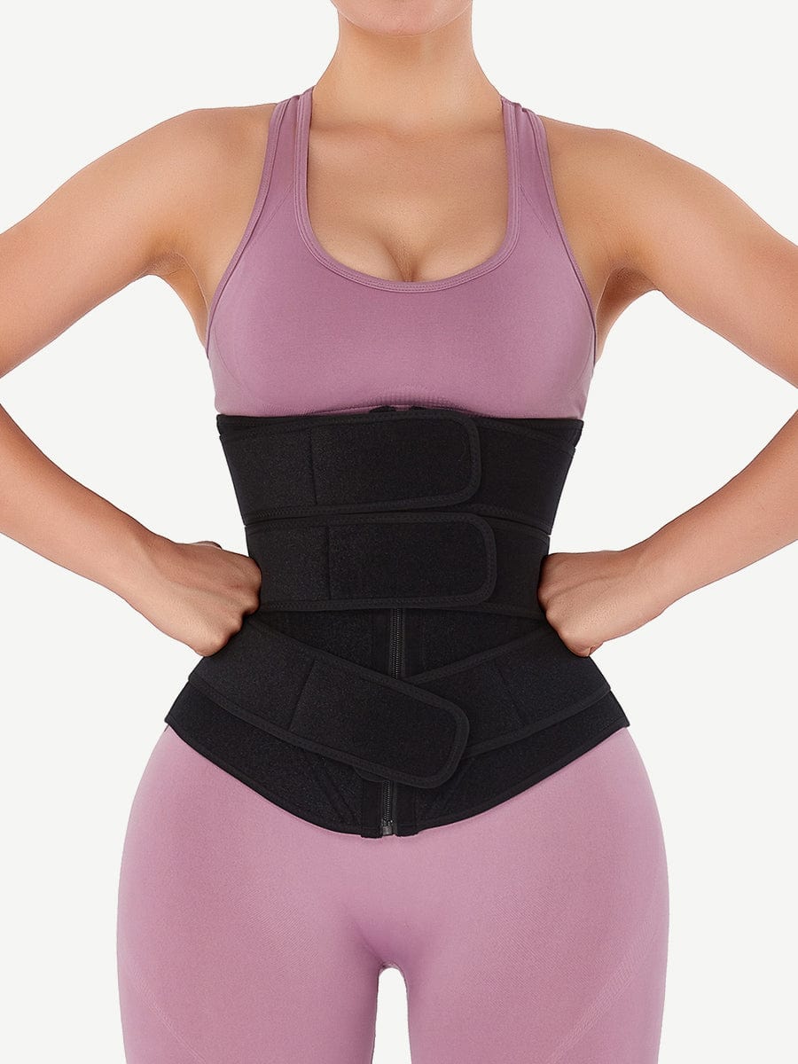 Wholesale Flatten Tummy Neoprene Zip Three-Belt Waist Trainer