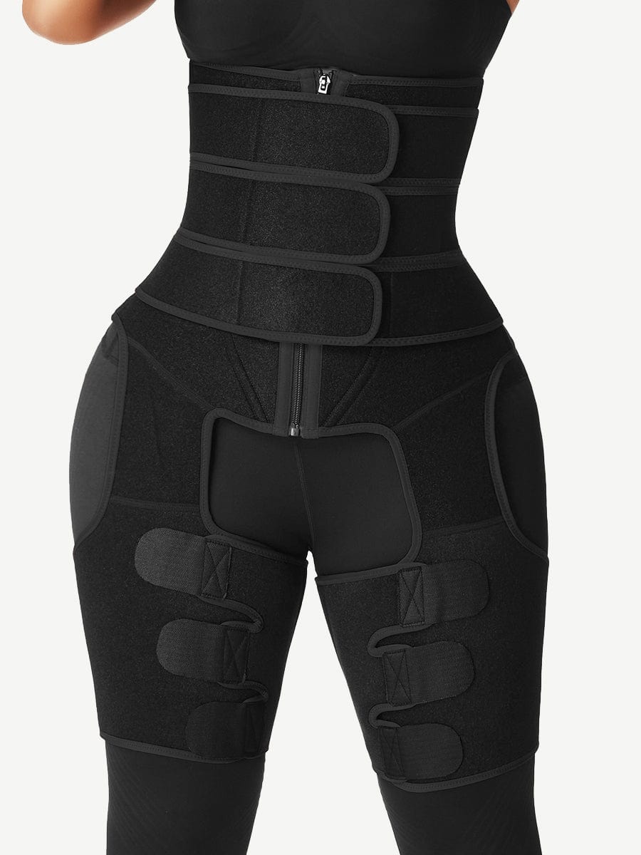 Wholesale Black Tummy And Thigh Shaper Neoprene 3 Belts Abdominal Control