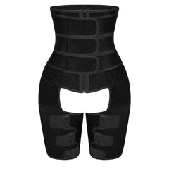 Wholesale Black Tummy And Thigh Shaper Neoprene 3 Belts Abdominal Control